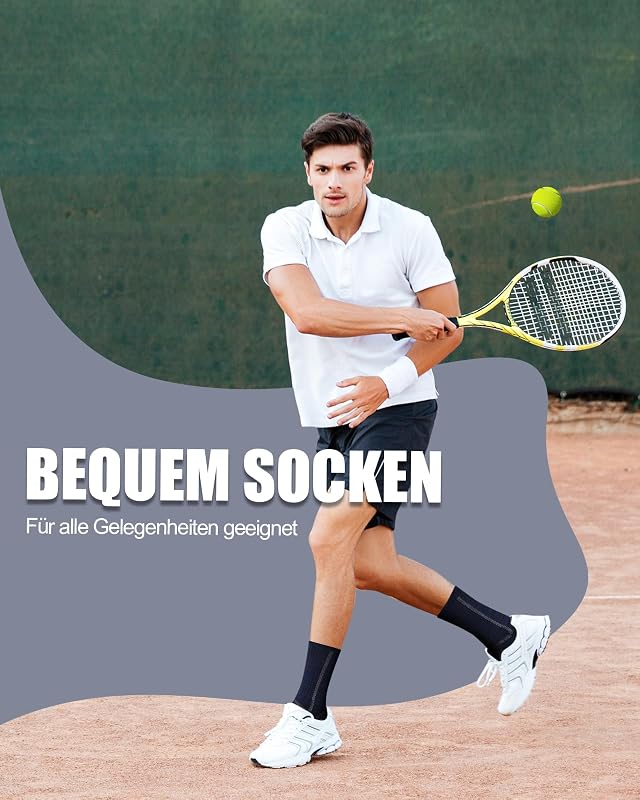 Baumwollsocken Herren, 5 Paar, gepolsterte Crew Socken Marine M — Foto 8 von 8