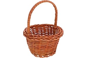 Beavorty Mini Woven Baskets with Handles Farmhouse Storage Basket for Party Favors Crafts Decor Wedding Girls Flower Basket DIY Basket 8x5cm