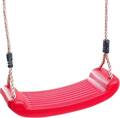 Garden Games Children’s Swing Seat with Safety Grip, Adjustable Ropes (Red)
