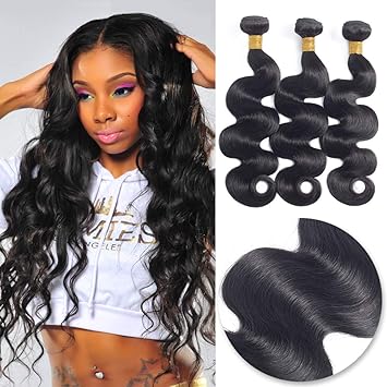 Amazon Com Brazilian Human Hair Body Wave 3 Bundles Remy Hair