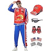 Deaboat Race Car Driver Men Costume,9Pcs Racing Jacket Outfits