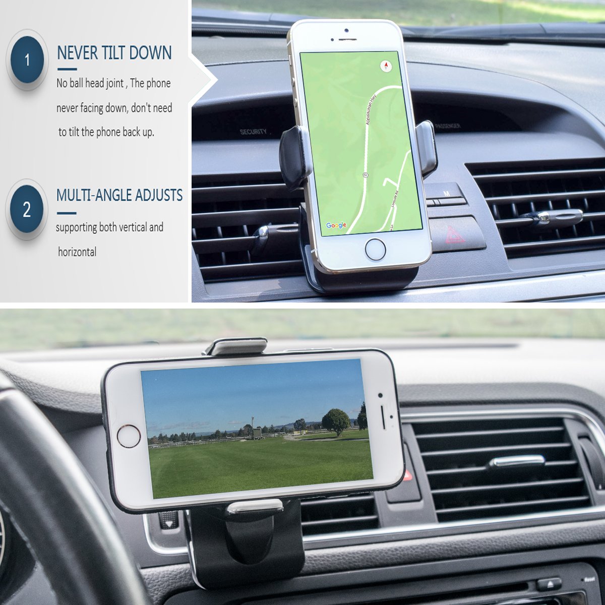 Car Phone Mount, Micagos Universal Phone Holder Cell Phone Car Air Vent Holder steering wheel holder rearview mirror Mount for iPhone X 8 Plus 7 6s SE Samsung Galaxy S9 S8 Edge S7 S6 Note 8 & GPS