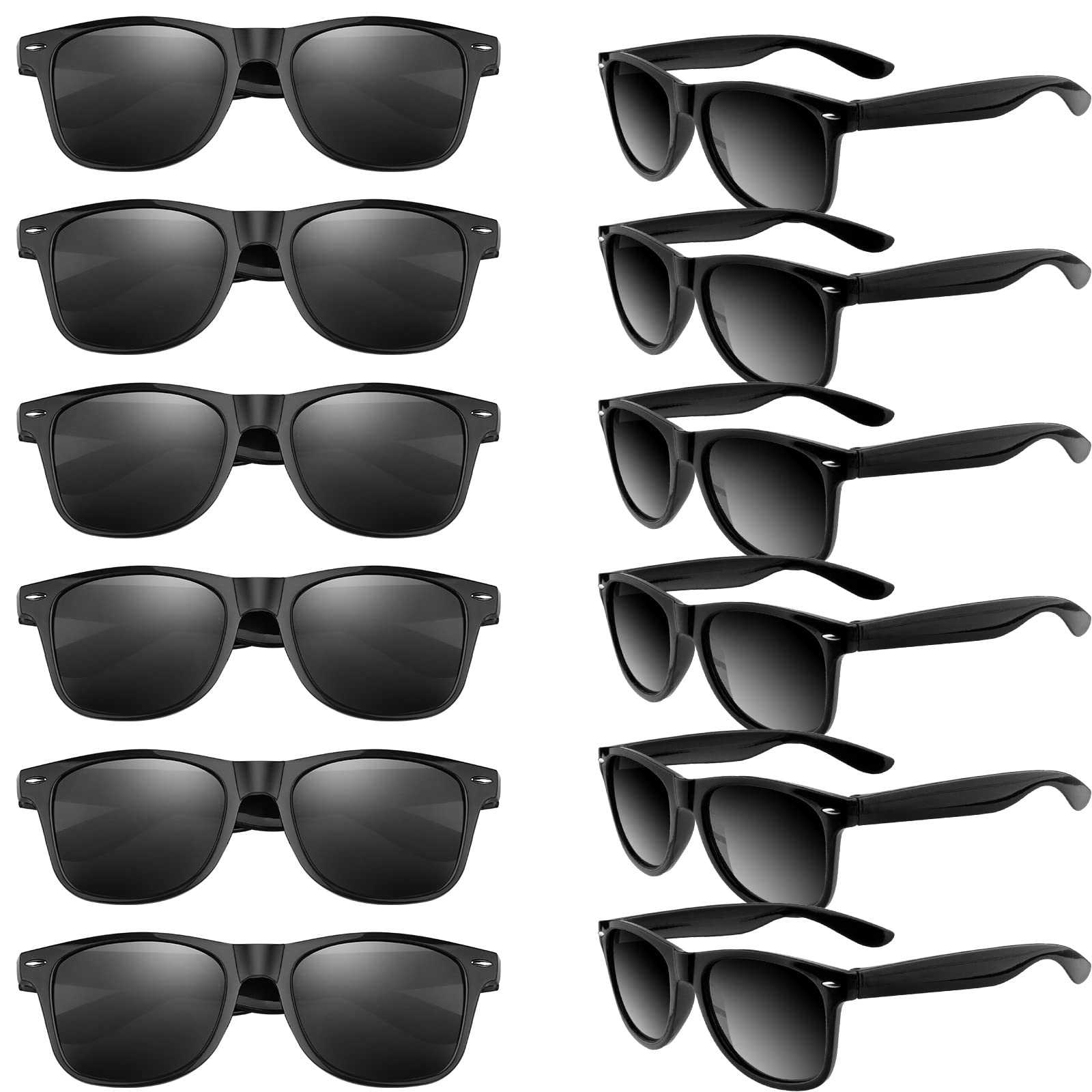 TUPARKA 12 Pack Sunglasses Bulk Beach Party Sunglasses Party Favors Goody Bag Fillers for Birthday Party Pool Wedding Party, Black