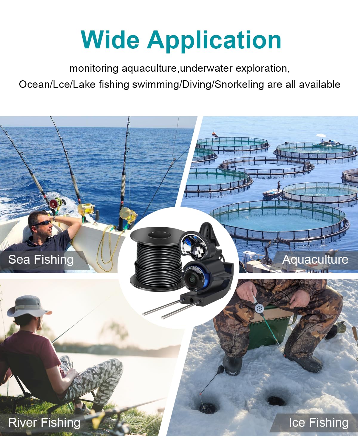 FourQ Underwater Fishing Camera,Fishing Camera Ice vexilar Fish find 4.3inch Hd LCD Display Underwater W/ 5000mah Li-Battery,65ft Cable and 12pcs Ir Lights for Boat Lake Kayak Ice Fishing (65FT)