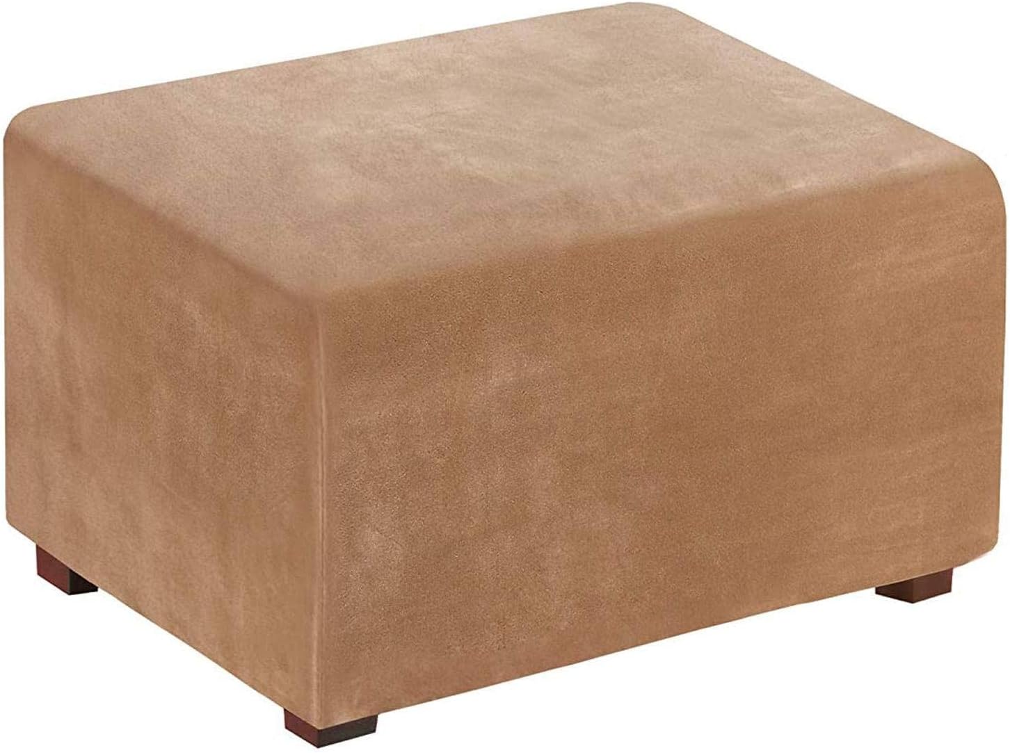 Velvet Ottoman Slipcovers Rectangle, Folding Stretch Footstool Protector With Elastic Bottom