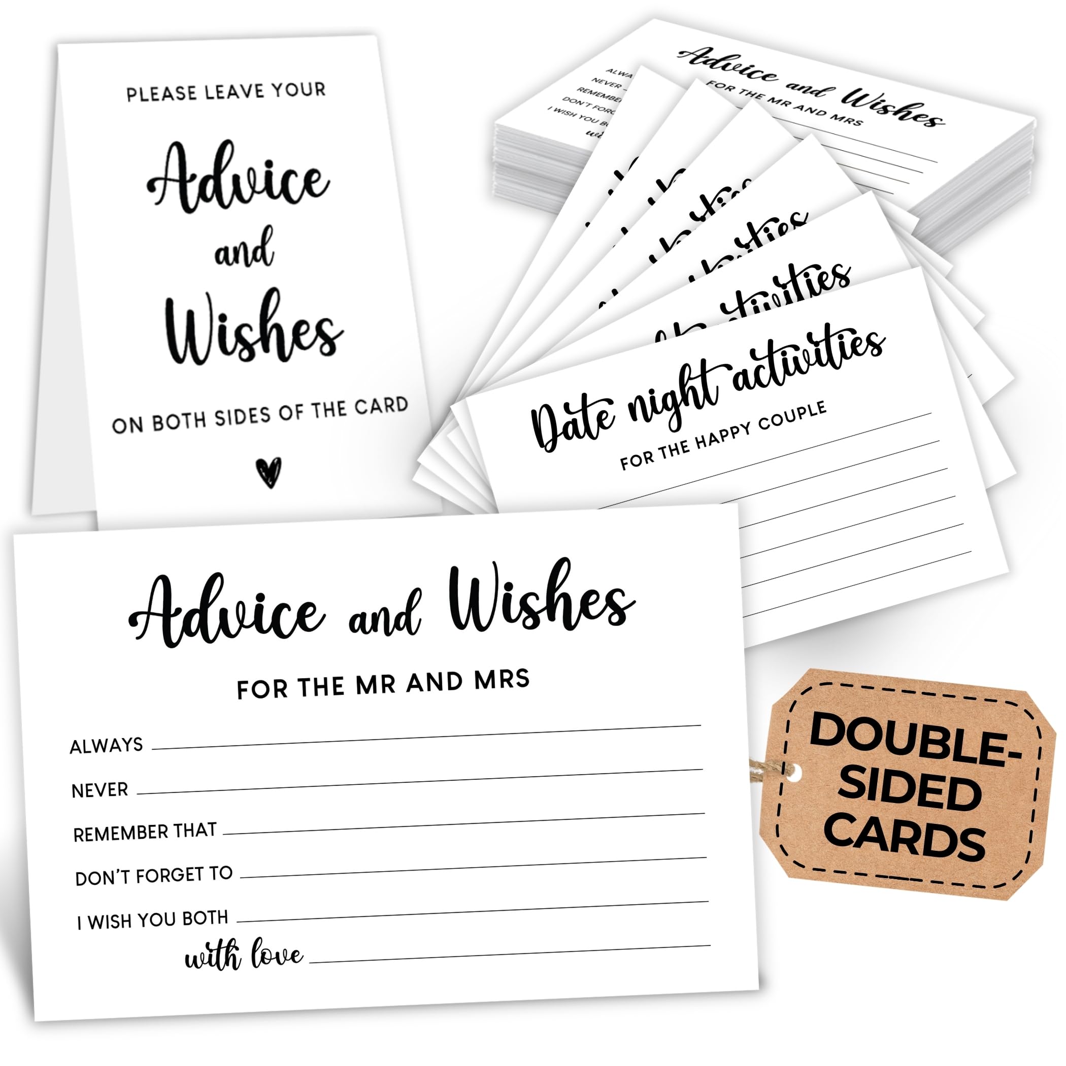 Photo 1 of Stofinity Advice And Wishes For The Mr And Mrs - Wedding Advice Cards For Bridal Shower Decorations, Date Night Games For The Groom And Bride Cards, Wedding Shower Decor for Guests