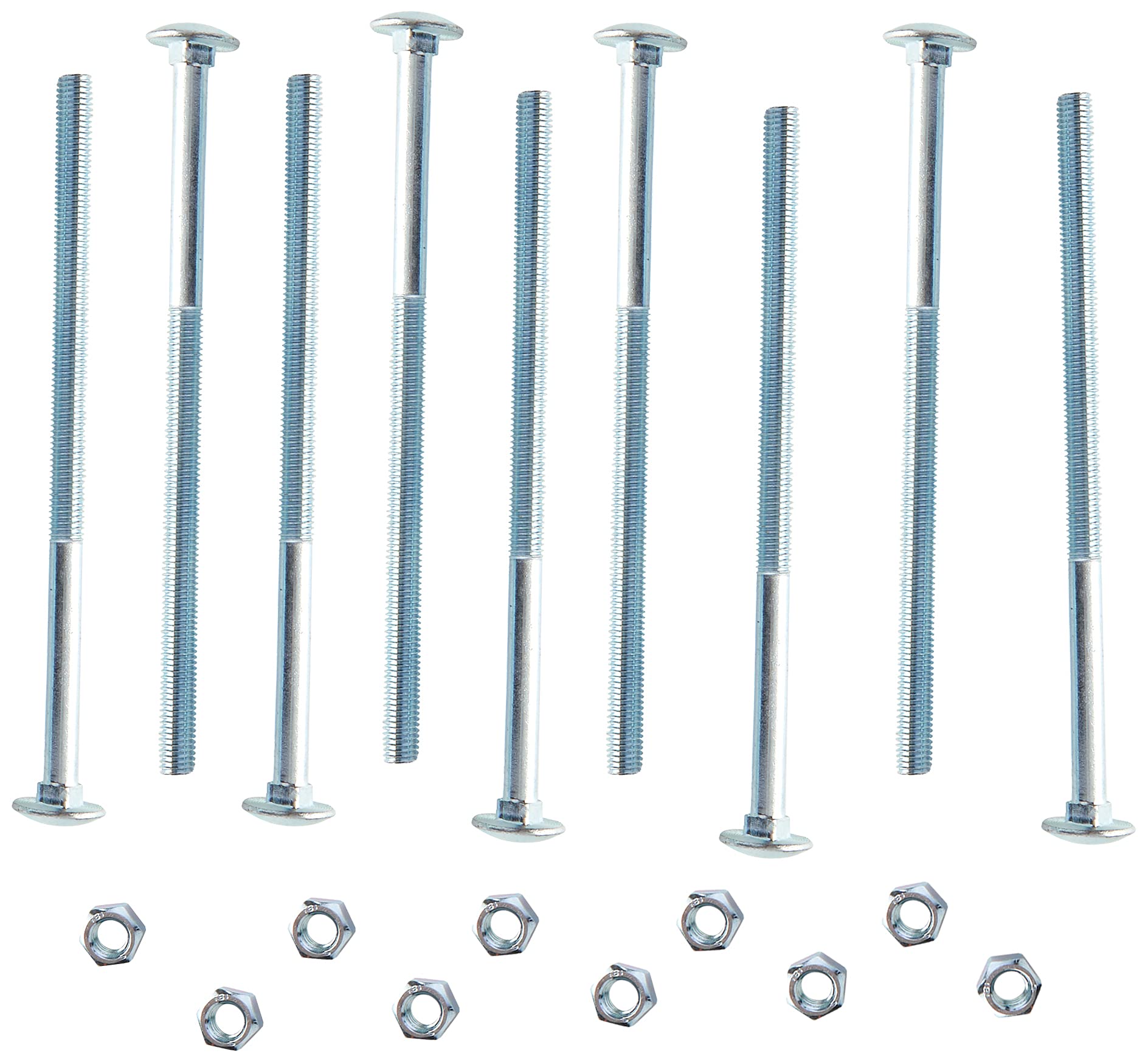 AHCMetric MILD Steel Cup Square Bolts with Nuts (ZINC & Clear) M8 X 150mm (Pack of 10)