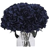 Blooming Paradise 2Bouquets Artificial Fake Flowers Silk Hydrangea Arrangements Wedding Bouquets Decorations Plastic Floral Home Kitchen Garden Party Festival Bar DIY (Navy Blue)