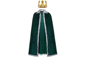 tiggell King Robe Costume Queen Robe Crown Set Cosplay Stage Performances Royal Cape Dress Up for Halloween Costume Party