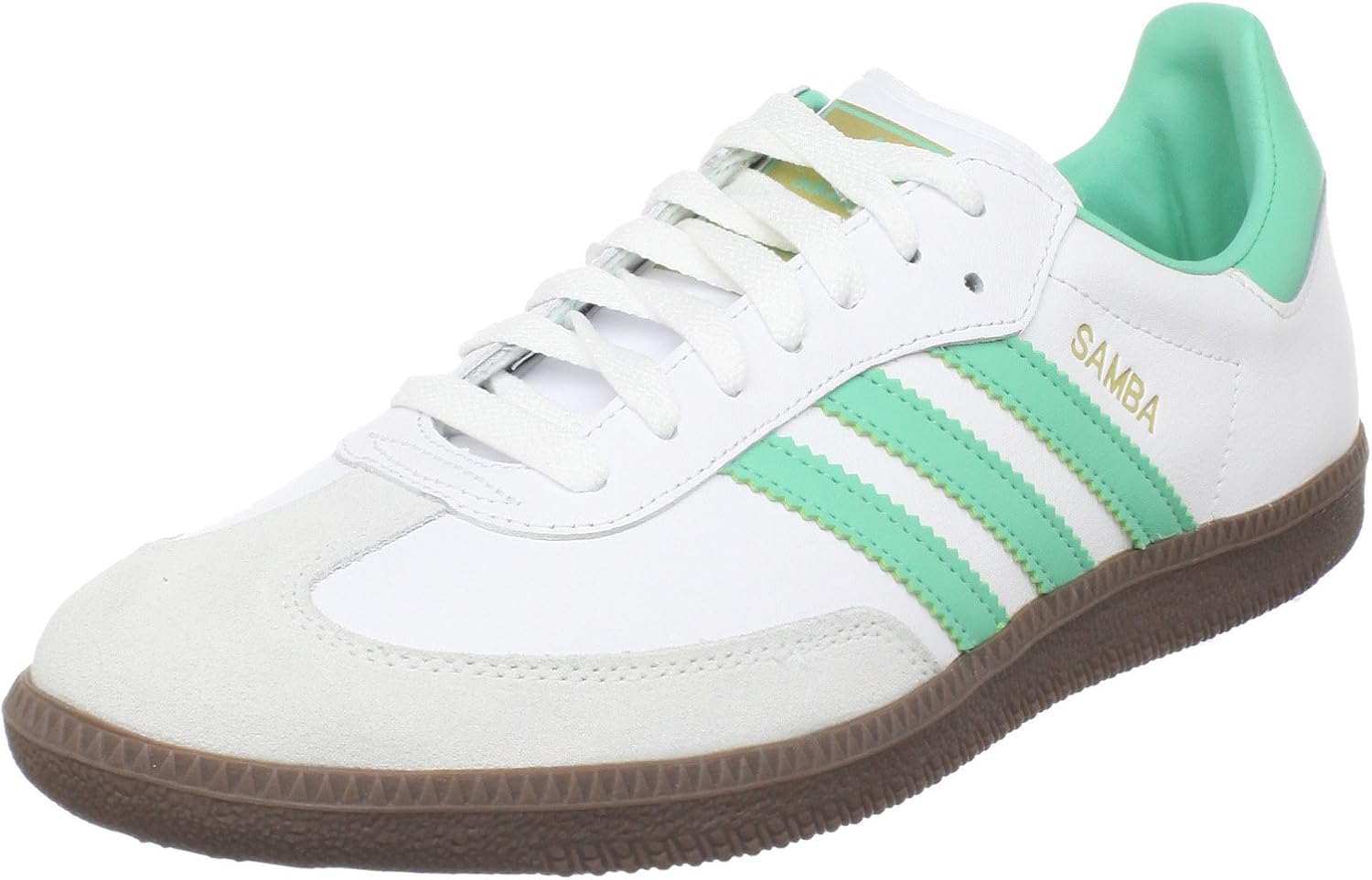 adidas Originals Women's Samba Sneaker, blanco, verde, dorado (White