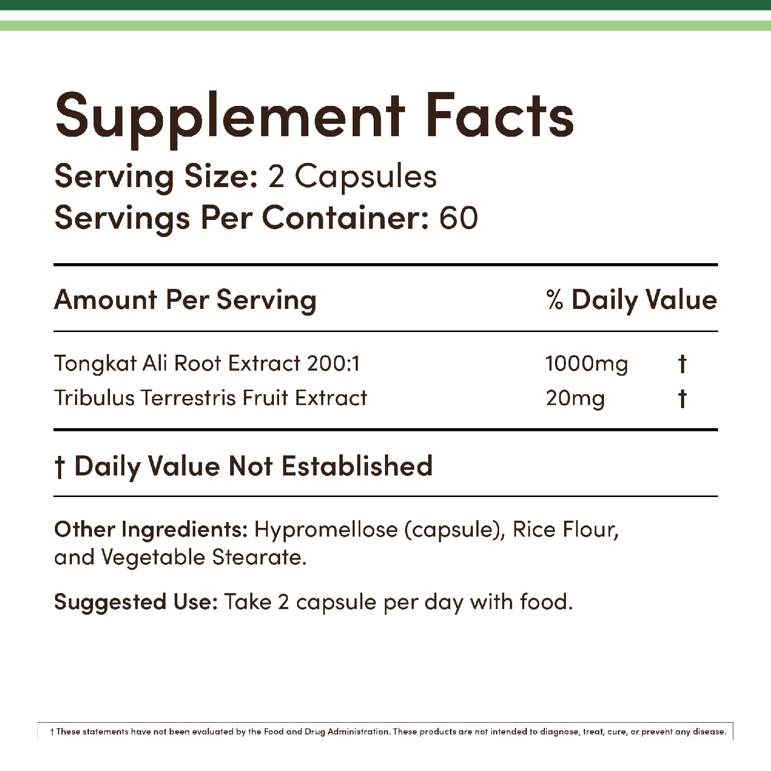 Tongkat Ali Extract 200 to 1 for Men (Longjack) Eurycoma Longifolia, 1000mg per Serving, 120 Capsules - Men's Health Support with 20mg Tribulus Terrestris (Third Party Tested) by Double Wood