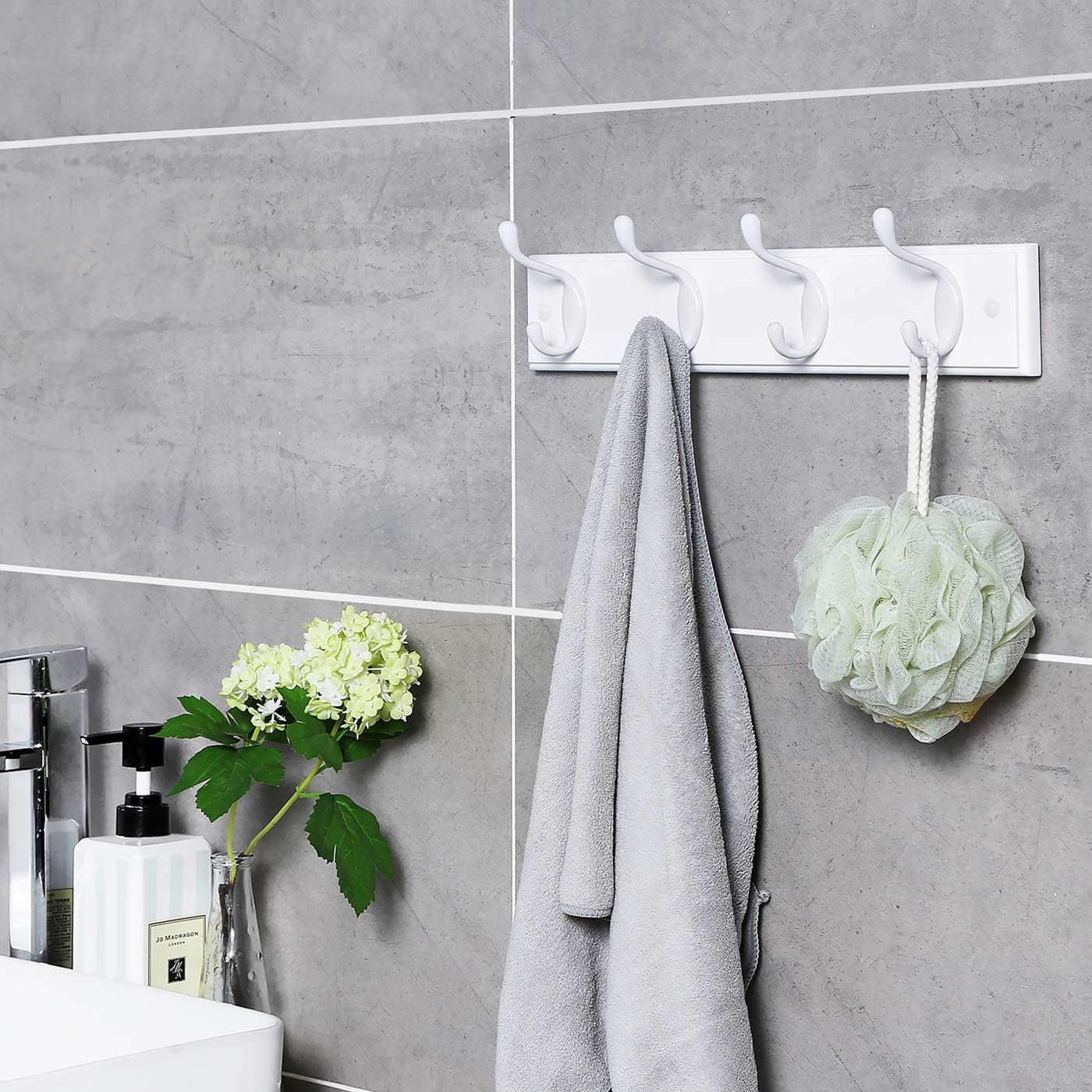 Baño Entrada Blanco LHR23WT Perchero de Pared de Madera para Dormitorio