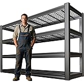 SKZNSA 68" Wide Heavy Duty Garage Shelving Units, 4-Tier Deep Storage Shelves,Black Metal Garage Shelves,Steel Shelf,Large Storage Rack,Industrial Shelving for Shop, 68" W x 20" D x 68" H