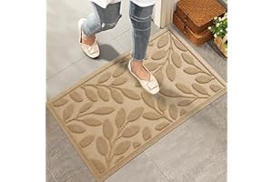 HIYARD Front Door Mat, Heavy Duty Welcome Door Mat Indoor Outdoor, Waterproof Doormat, Sturdy Natural Rubber, Fade Resistant, Easy Clean, Low Profile Entryway Mat Outdoor Entrance, 29×17, Beige