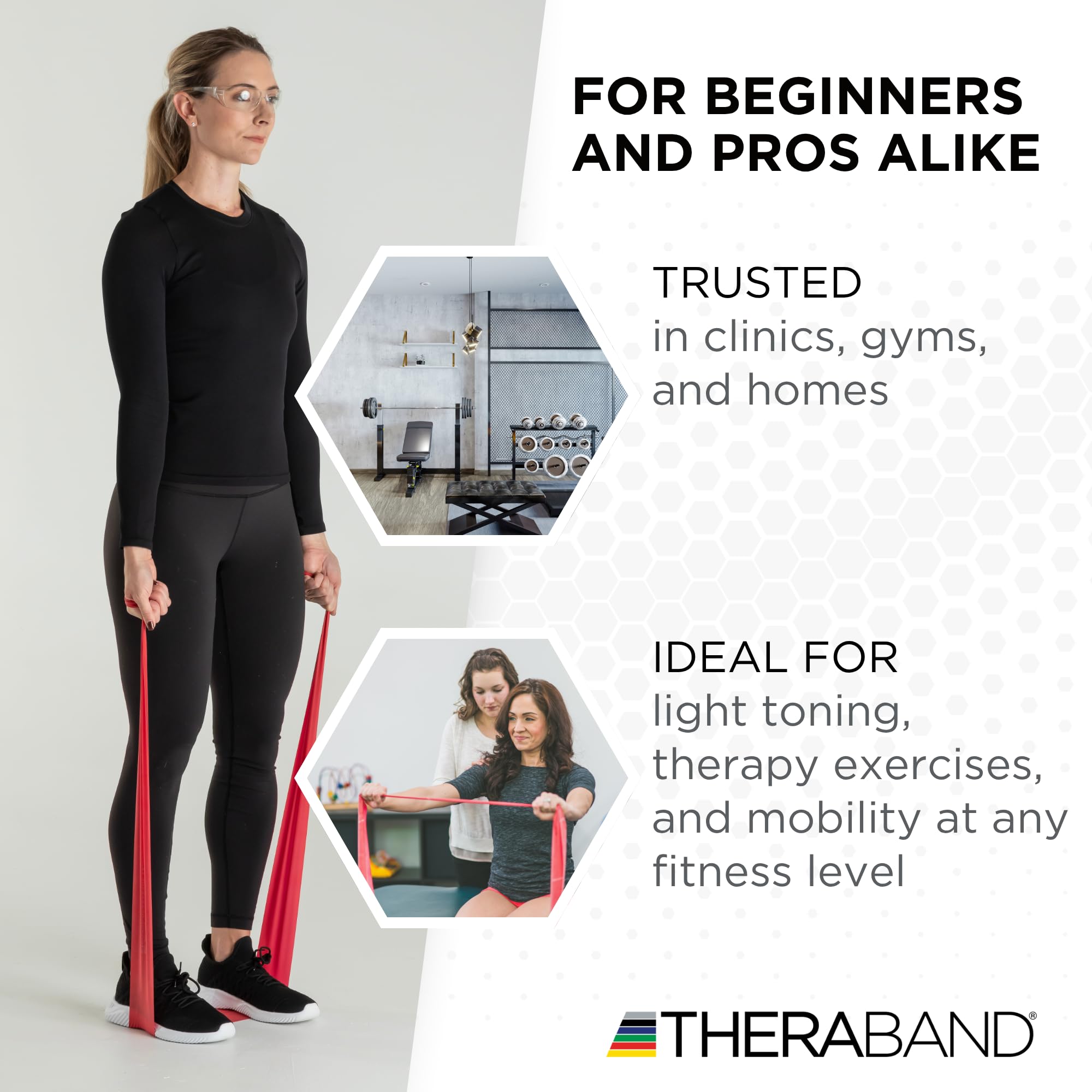 THERABAND Resistance Band, Red, Medium, 50-Yard Roll, Latex-Free, Elastic Band for Exercise, Physical Therapy, Yoga, Pilates, Stretching, Home Workouts, Cut-to-Length, Color-Coded Levels