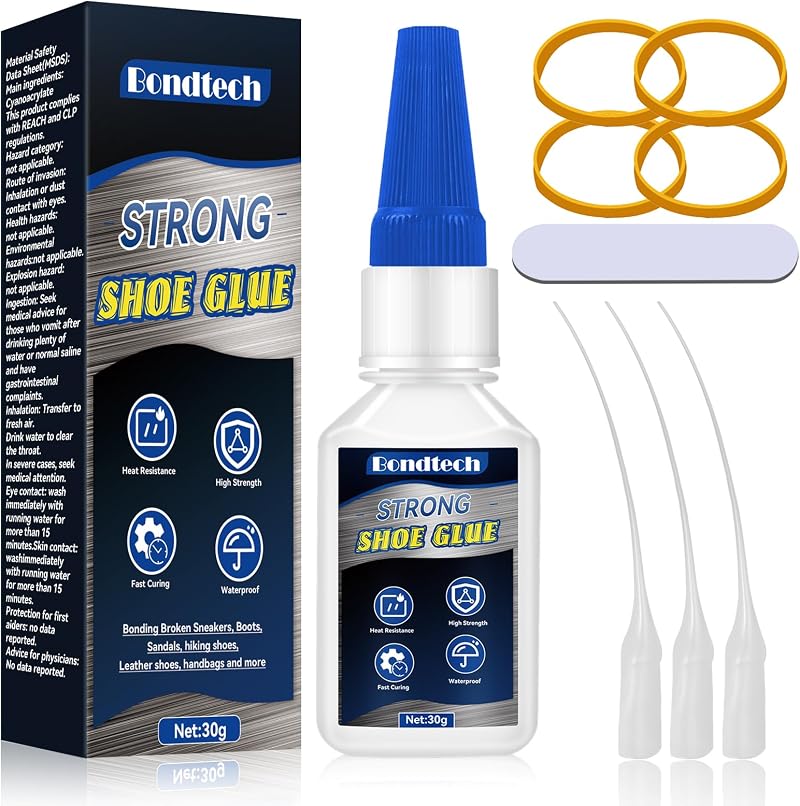 Bondtech Shoe Glue 30 g Instant Waterproof Sole Repair for Shoes Boots Leather