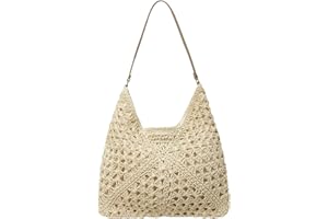 WVSAFV Woven Shoulder Bag For Women, Travel Bag Beach Essentials, Soft Shoulder Strap, Three-Dimensional Weaving