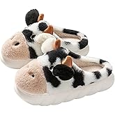 LANFIRE Women's Pig & Cow Animal Slippers - Soft Plush Cotton Winter Warm House Shoes