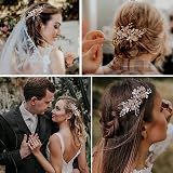 MEITREND Rose Gold Rhinestone Flower Hair Clip Handmade Bridal Wedding Hair view 6