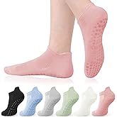 YSense 6 Pairs Pilates Socks with Grips for Women Non Slip Grip Socks Yoga Socks for Ballet Athletic Workout Hospital