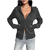 SOLY HUX Women's Zip Up Hooded Sweatshirts Sports Running Fitted Fall Hoodies with Thumb Holes