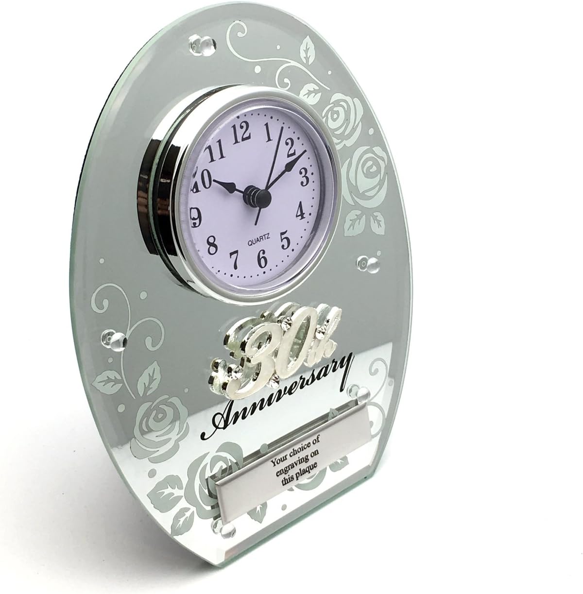 Personalised 30th Pearl Anniversary Mantel Clock Gift