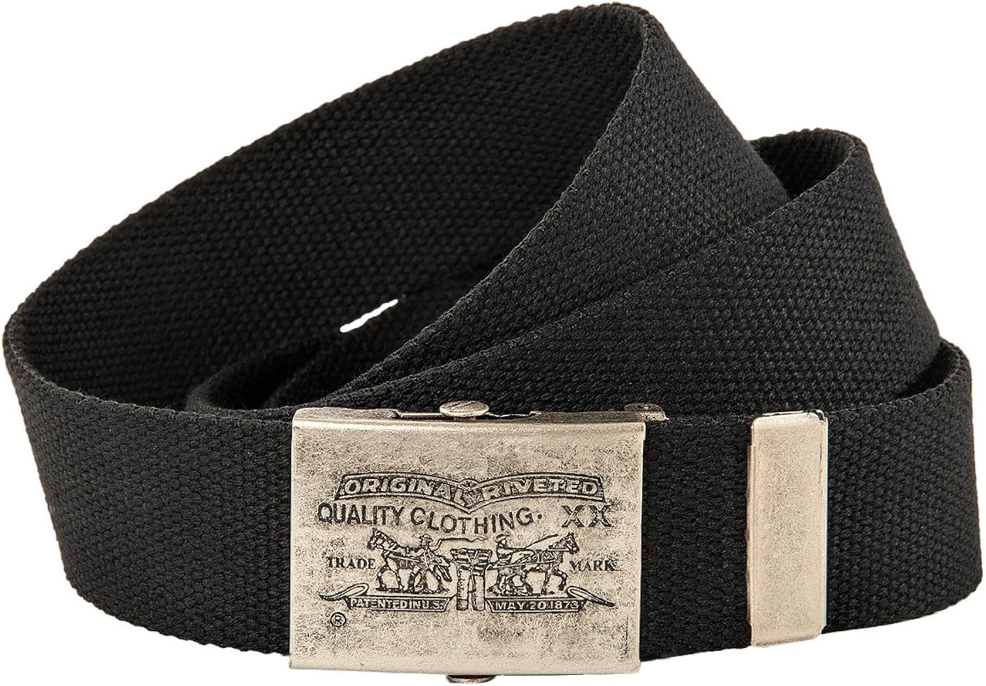 Levis Mens Belt Fabric Belt Canvas, Buckle with Logo Black Navy