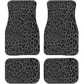 Suobstales Black Leopard Print Car Mats for Front Rear, 4 Pcs Car Floor Mats All Weather Floor Mats Non Slip Rubber Backing Front & Rear Mats Carpets Universal Fit