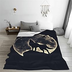Generic Wolf and Eagle in Moon Light Throw Blanket