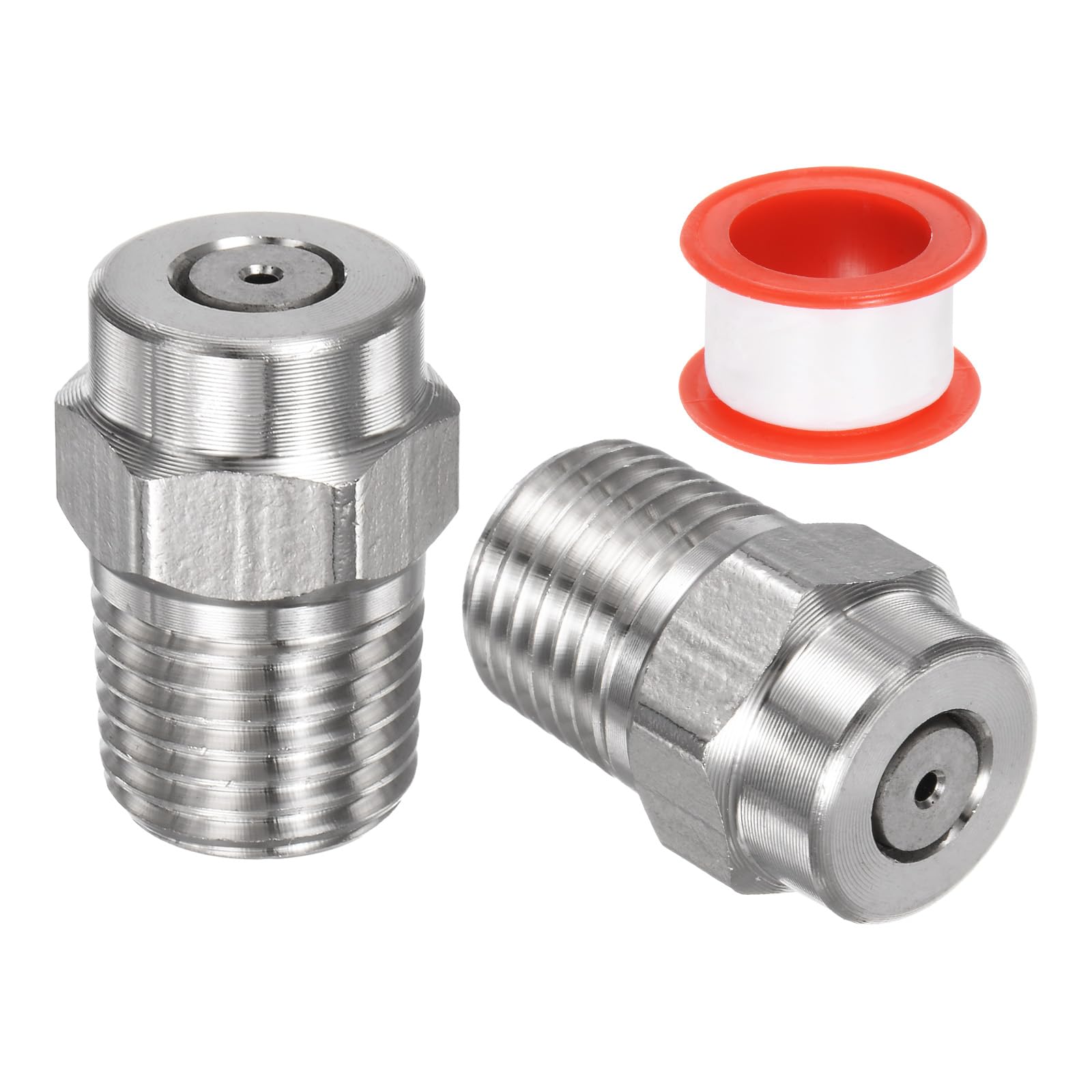 M METERXITY 2 Pack Surface Clean Tips - 0 Degree 1/4" NPT Male #00045 Pressure Washer Nozzles Cleaner Nozzle Replacement, Stainless Steel with Sealing Tape for Water Guns (1.311mm Orifice)