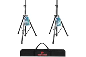 THEPROMASTER ProMaster Tripod Speaker Stand - Set of 2 Universal and Telescopic Adjustable, Non-Slip Fleet, On-Stage and Studio-Quality Tripod Speaker Stand Mount Holder with Safety Locks and Carrying Bag - Black