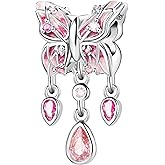 NUJIFFY 925 Sterling Silver Beads for Bracelets Necklaces, Pink Purple Butterfly Charms Pendant, Vintage Jewelry Birthday Gifts for Women Men Sister Lovers