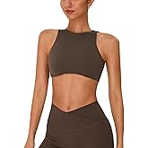 ABOCIW Womens High Neck Sports Bra Padded Cut Out Back Gym Workout Bra Sleeveless Yoga Pilates Crop Tops