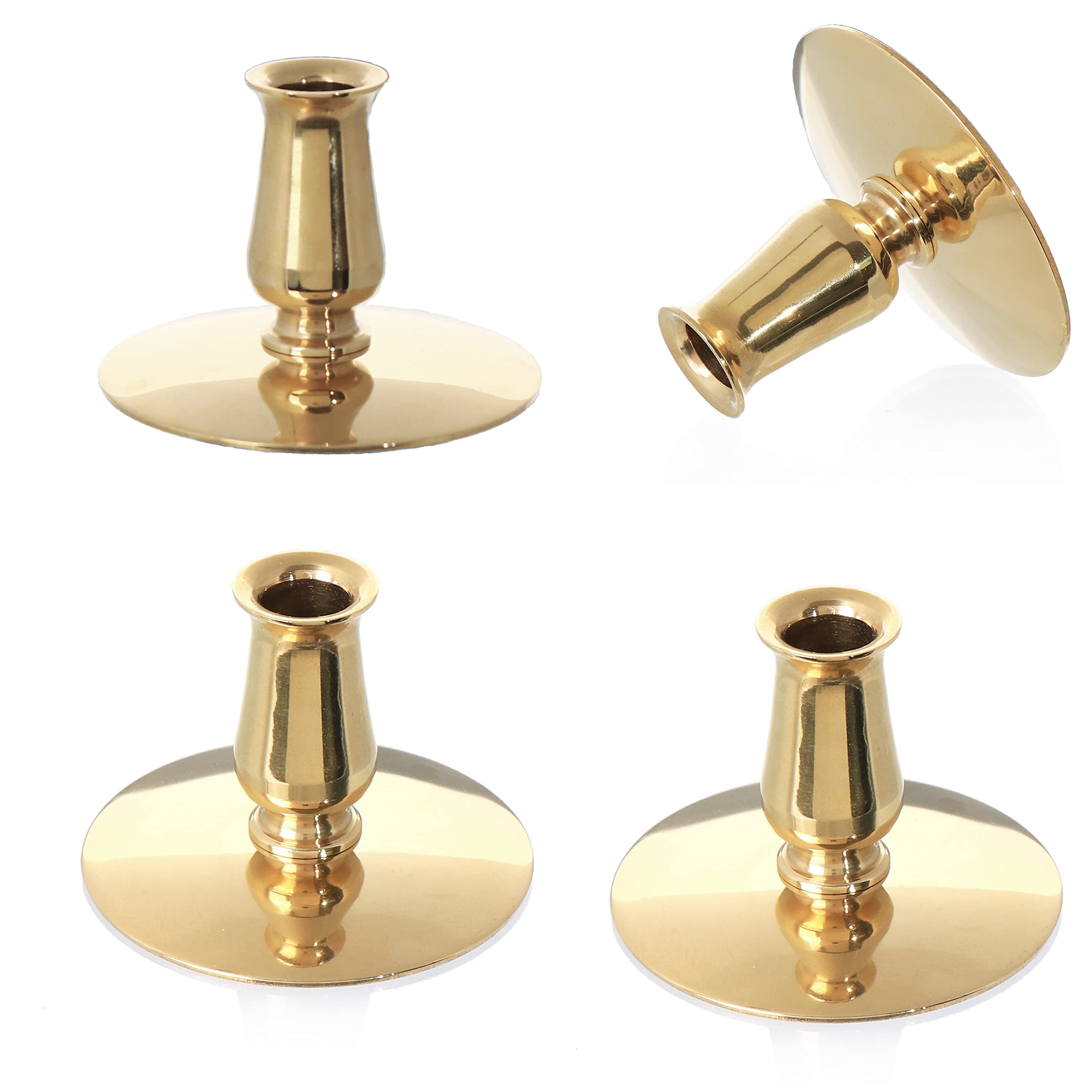 NKlaus 4x Candle Holder Brass Candle Holder Gold Thin Altar Candles Up to Ø0,9cm Wedding 6730