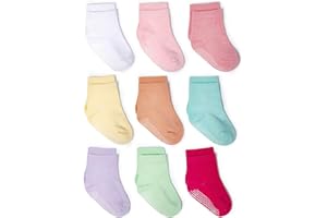 ZAPLES Baby Non Slip Grip Crew Socks with Anti Skid Soles for Infants Toddlers Kids Boys Girls