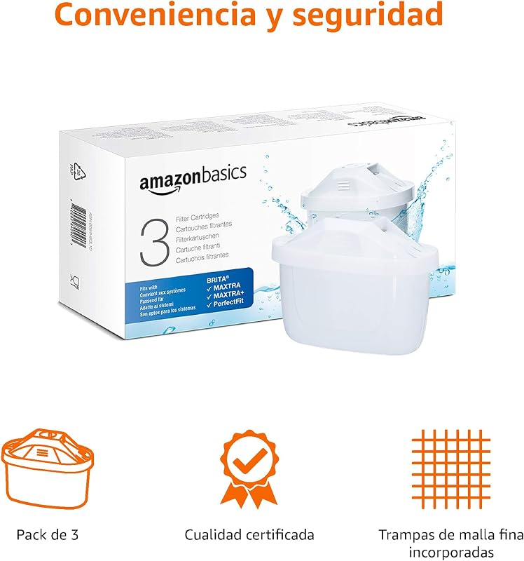 Cartuchos filtrantes de Agua, Aptos y compatibles con Todas Las BRITA Incl.PerfectFit & Jarras, 3 Unidad