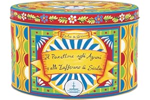 Fiasconaro Dolce and Gabbana Panettone, Citrus Candied Fruit Saffron in Limited Edition Collectible Tin, Exclusive for the Holiday, Italian Cake Dessert Bread,1000 Gram (35.3 Ounce)