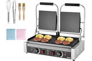 VEVOR Commercial Panini Grill, 3600W Electric Sandwich Panini Maker, Stainless Steel Double Sandwichs Press with Handle and T