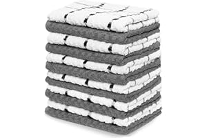 Zeppoli Kitchen Hand Towels 12 Pack - 100% Soft Cotton - 15" x 25" - Dobby Weave - Gray Dish Towels for - Super Absorbent Cleaning Cloths