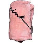 Victoria's Secret Pink Sherpa Blanket Color Rose Pink/Black Script Size 50&rdquo;x60&rdquo; Super Soft New