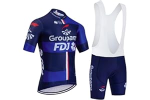 SGCIKER 2024 pro Team Groupama FDJ Cycling Jersey Set,Summer Cycle Shirt MTB Bike Clothing Bib Short Kits 9D Gel Pad