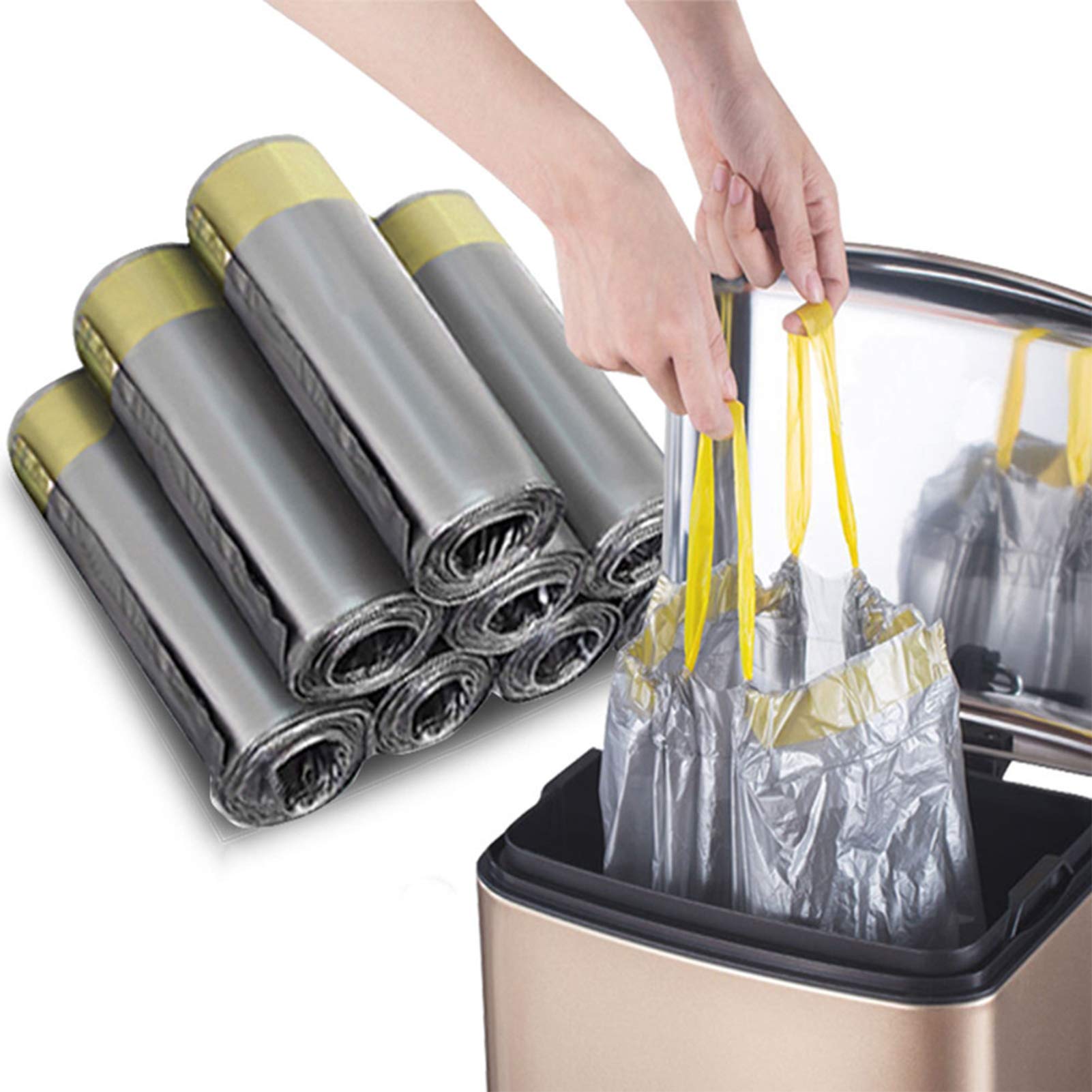 Madeb Bin Bag is Easy to Use, Clean, Can Be Used in Kitchen Garbage Bags and Indoor Garbage Bags, 12-15 Liters, Silver, 75 Bags