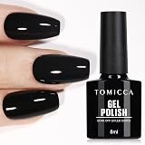 TOMICCA Jet Black Gel Polish 8ml Soak Off UV/LED High Gloss Long Lasting