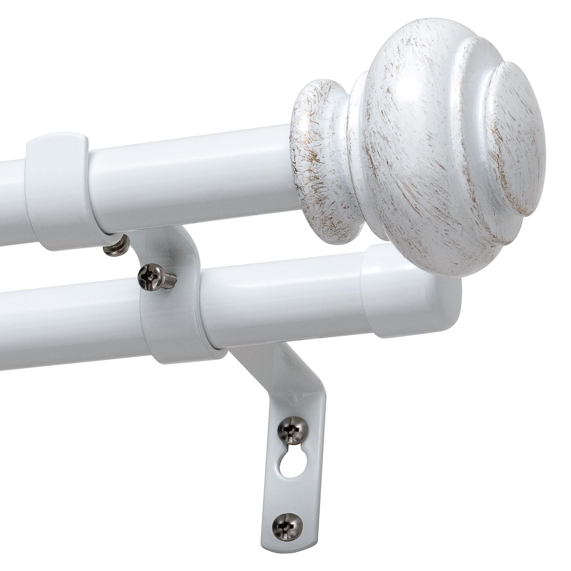 Photo 1 of H.VERSAILTEX Double Curtain Rods for Windows 16.2 to 43.8 Inches 3/4 inch Diameter Adjustable Decorative Telescoping Double Curtain Rod with Brackets Heavy Duty Splicing Double Curtain Rods, White