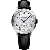 Raymond Weil Maestro Men's Automatic Watch, Stainless Steel, Silver Dial Roman Numerals, Black Leather Strap 39.5 mm (Model: 2238-STC-00659)