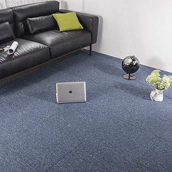 Commercial Office Premium Carpet Tiles Rug For Bedrooms Rug Living Room Kids Rooms Office Decor With Non Slip Asphalt Bottom Backing 20x20inch Blue Grey 32 Tiles Amazon Com