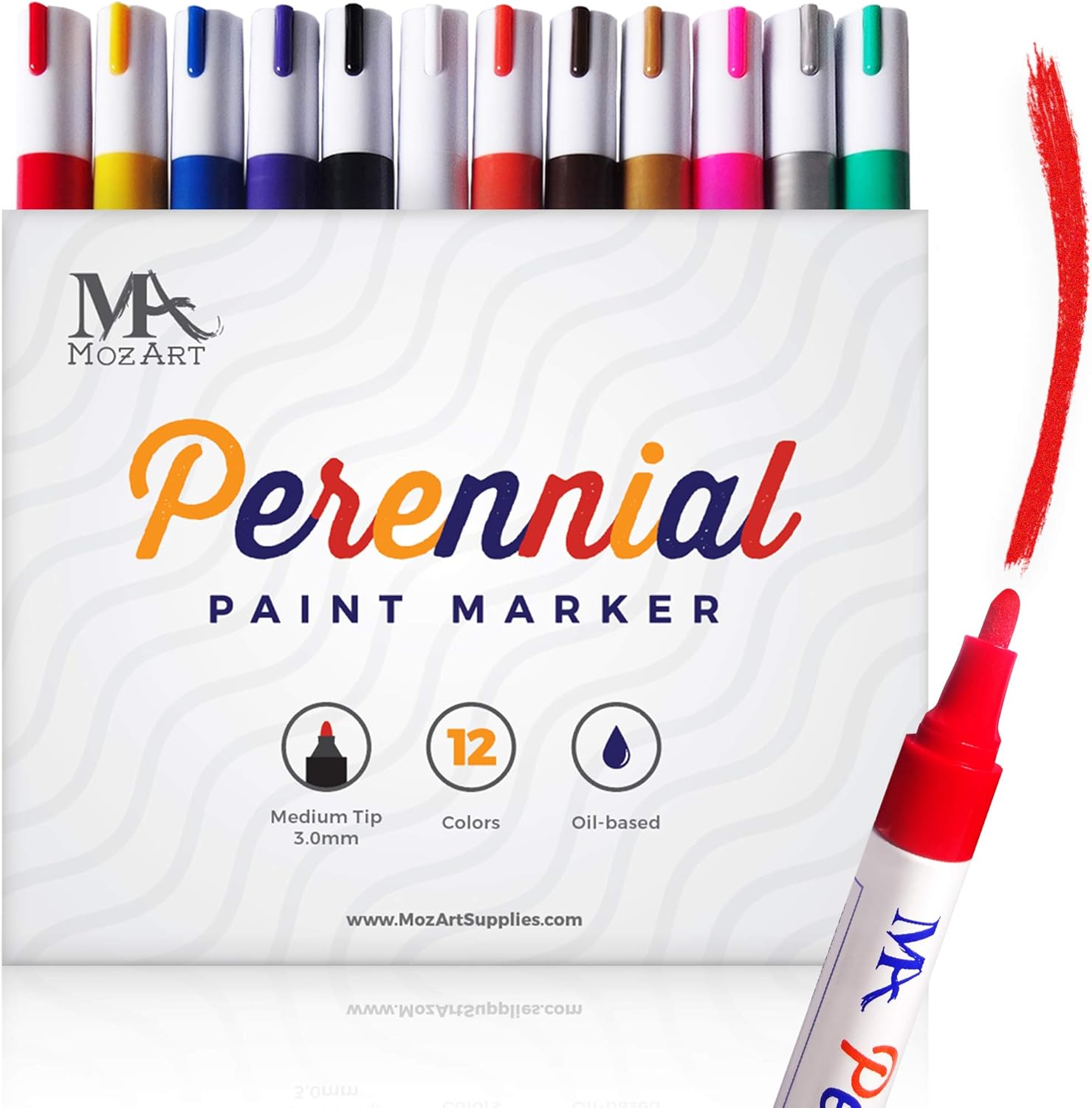 Permanent Paint Marker Set 12 Colours OilBased Paint Markers