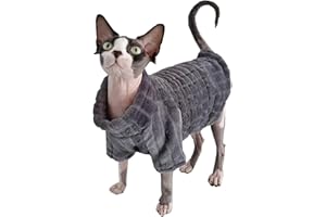 KITIPCOO Turtleneck Sweater for Sphynx Cat Soft Coral Fleece Cat Clothes Thick Winter Warm Outfit Coat for Hairless Cats and Small Dogs Apparel with Sleeves (Grey, XXL (13.3-16 lbs))