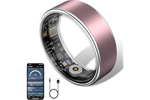 Jojovenusmall Smart Ring for Women & Men - IP68 Waterproof Fitness Tracker with Long Lasting Batteries, 28-Language App, Sleep/Step/Heart Rate Monitor, Compatible with iOS & Android (Pink, 7)