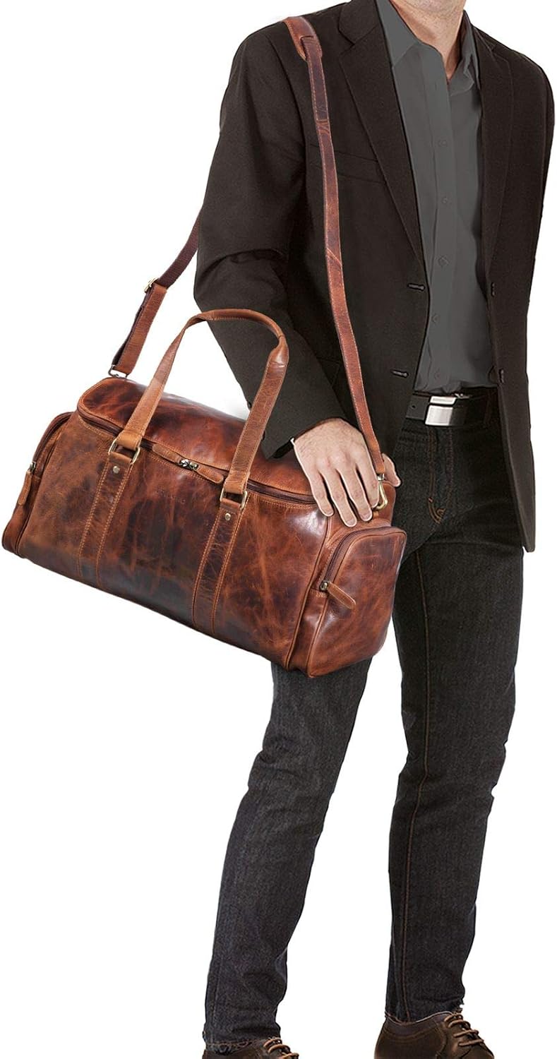 STILORD 'Myles' Vintage Travel Bag Men Leather Weekend Bag XL Shoulder Bag for Sport Travelling in Genuine Leather, Colour:Black - Image 3